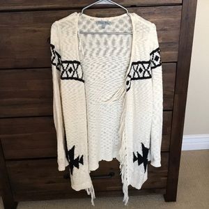 Black and white fringe sweater